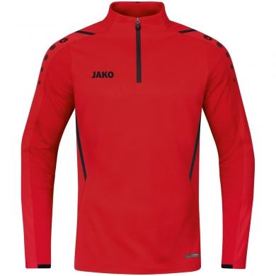 JAKO Long Sleeve Shirt Ziptop Challenge - Fleece Inside, Zipper - Red Boys